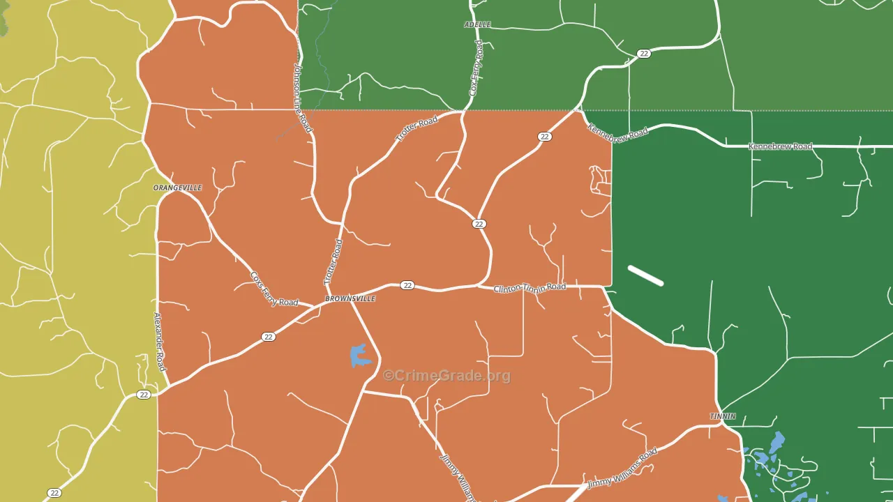 Brownsville, MS Map of Assault Rates