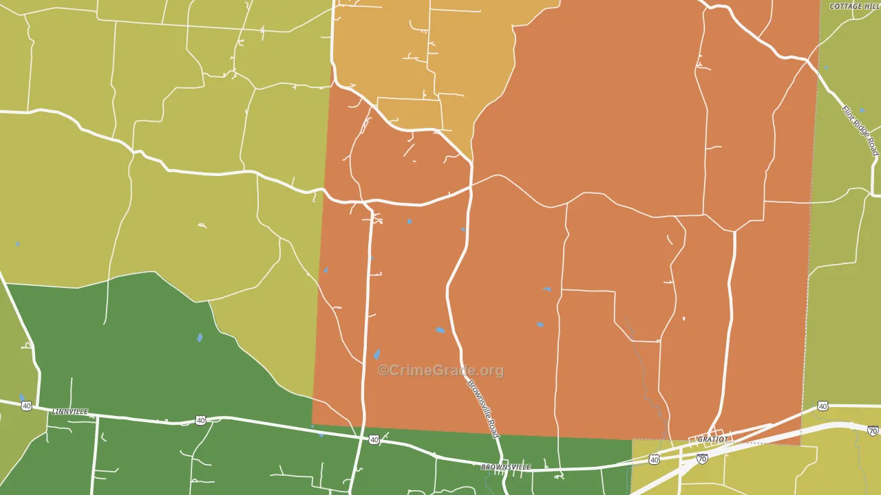 Brownsville, OH Map of Assault Rates