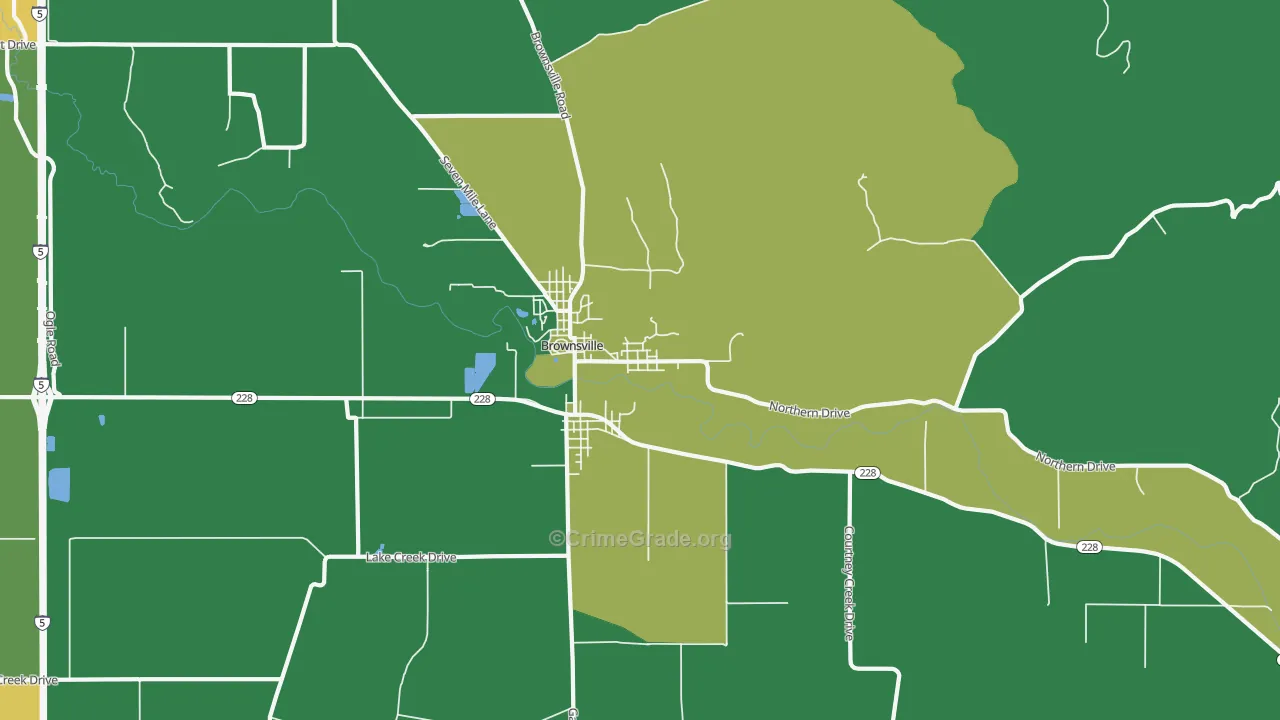 Brownsville, OR Map of Assault Rates