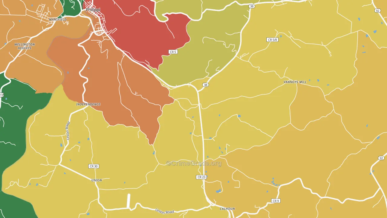 Brownton, WV Map of Assault Rates