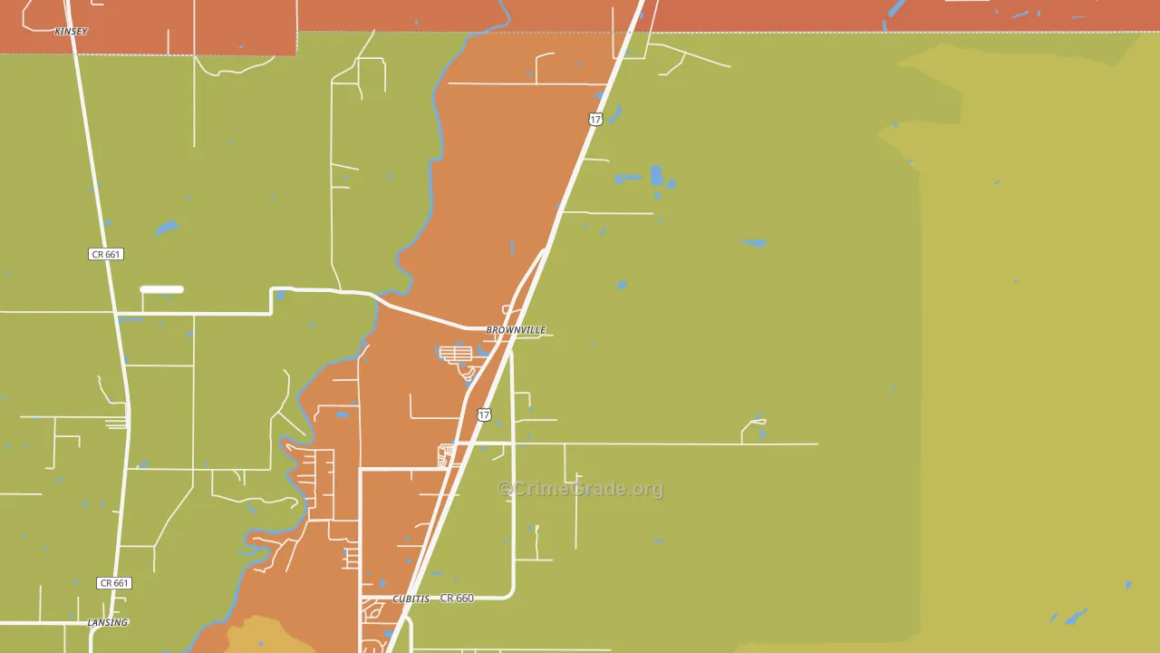 Brownville, FL Map of Assault Rates