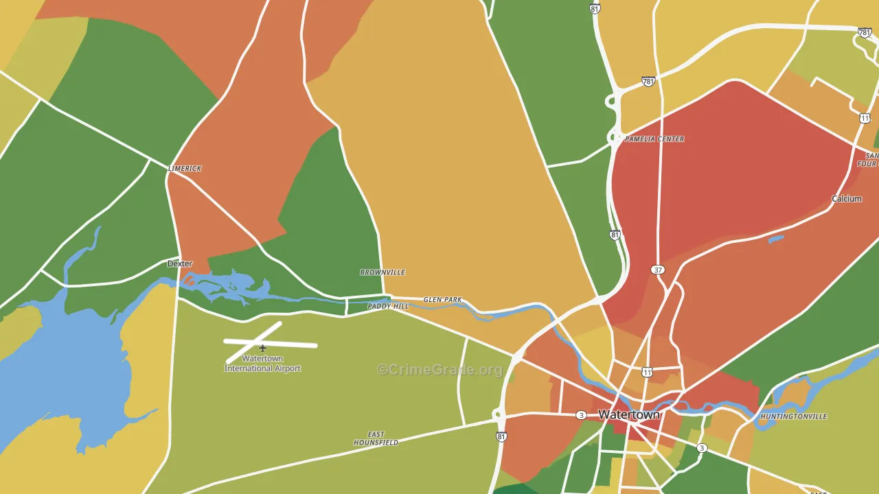 Brownville, NY Map of Assault Rates
