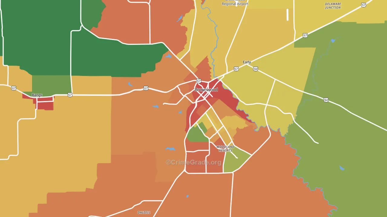 Brownwood, TX Map of Assault Rates