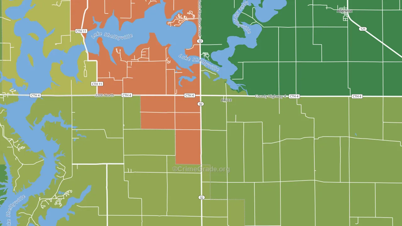 Bruce, IL Map of Assault Rates
