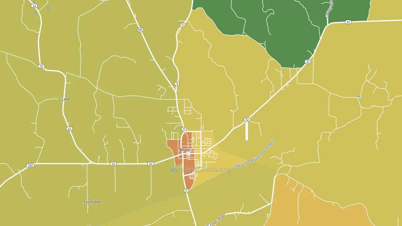 Bruce, MS Map of Assault Rates
