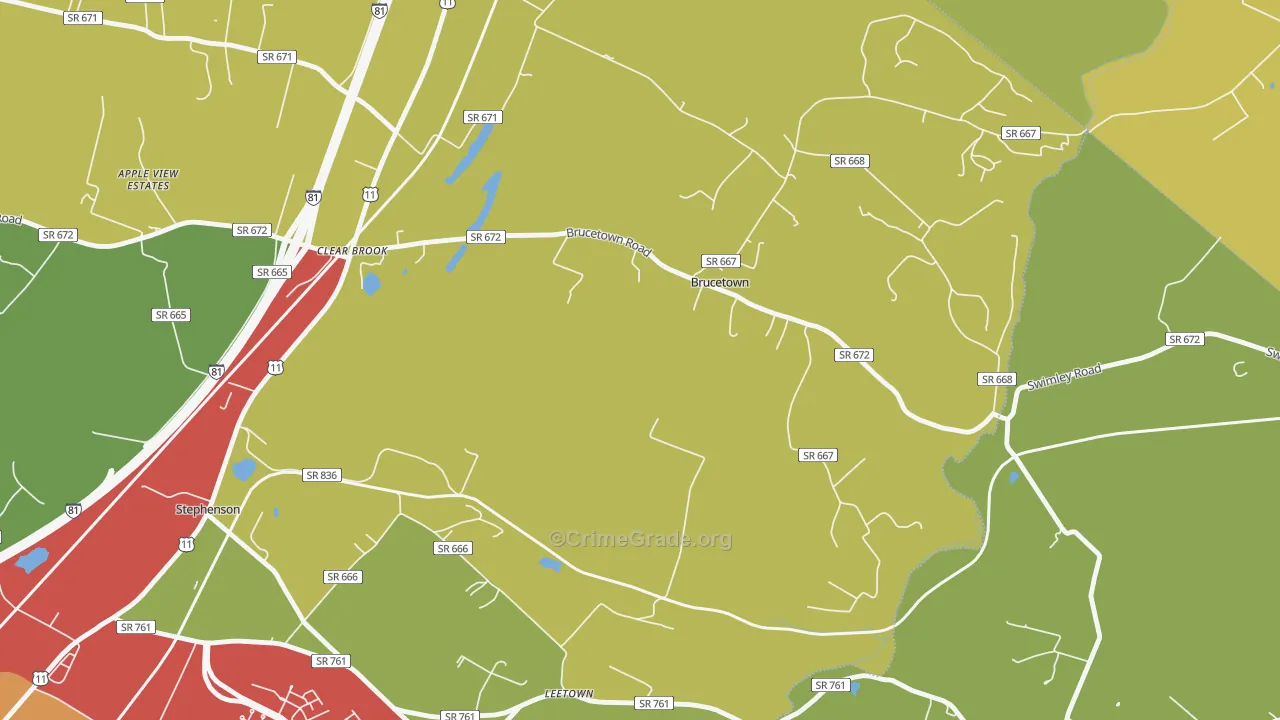 Brucetown, VA Map of Assault Rates