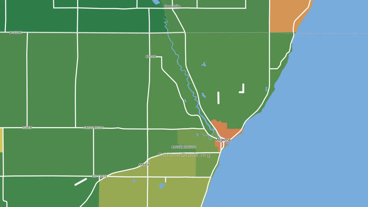 Bruemmerville, WI Map of Assault Rates
