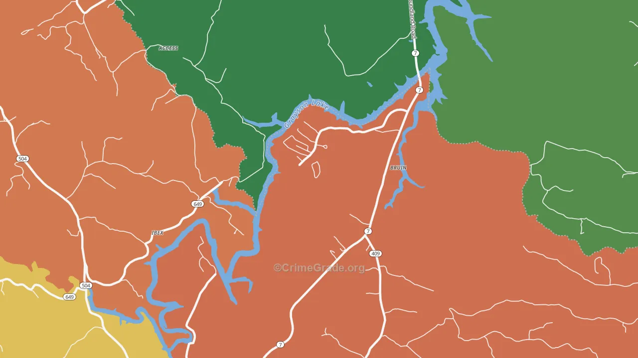 Bruin, KY Map of Assault Rates
