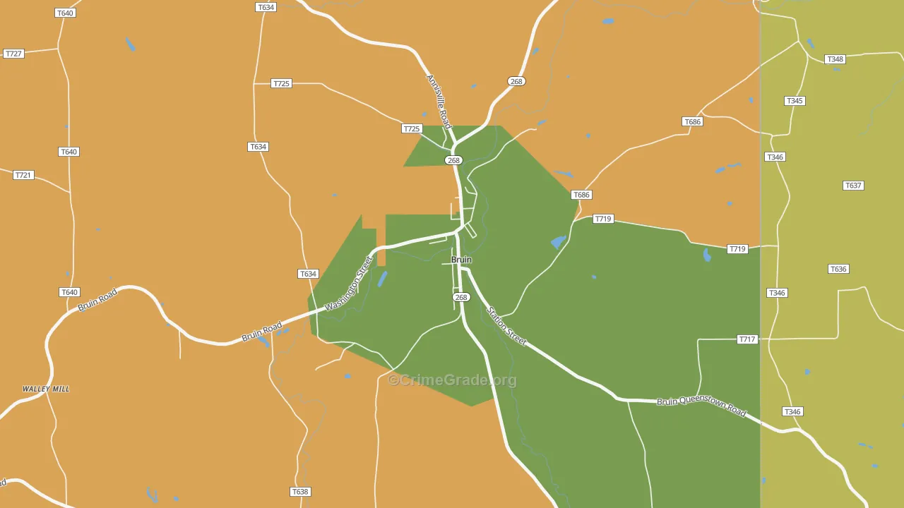 Bruin, PA Map of Assault Rates