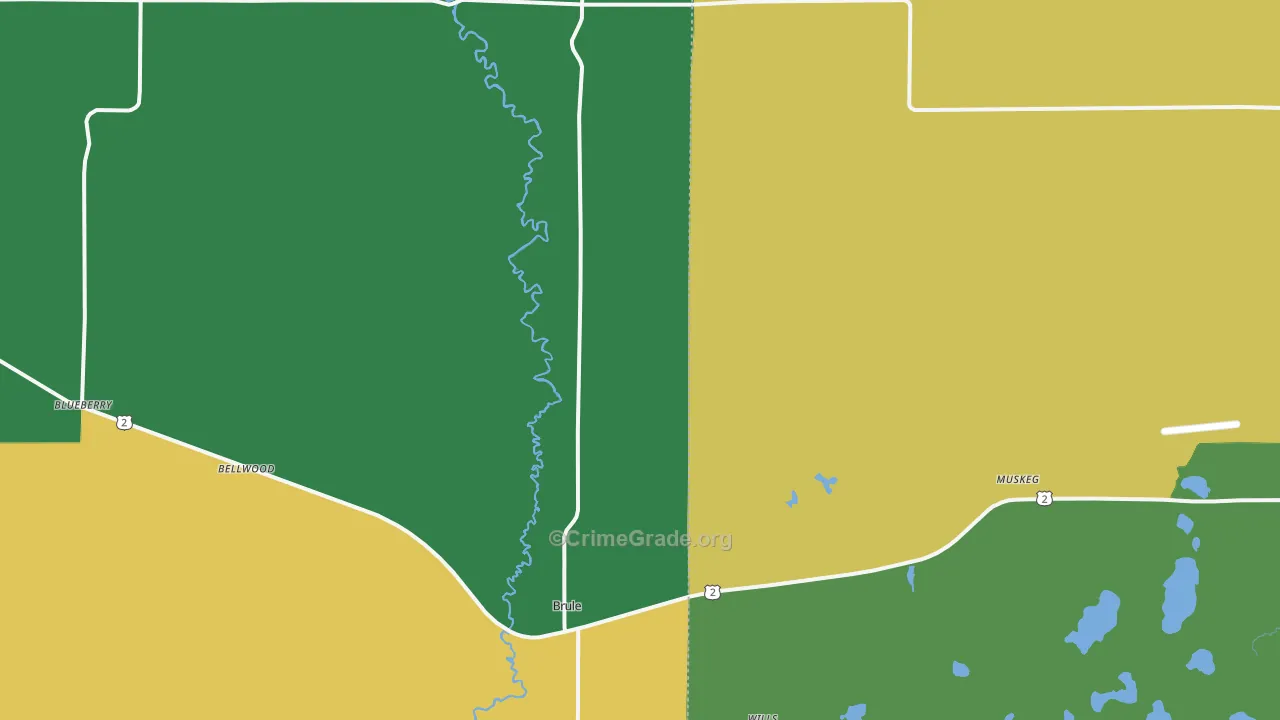 Brule, WI Map of Assault Rates