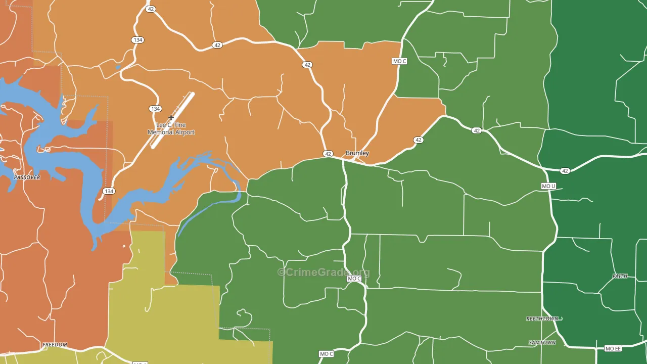 Brumley, MO Map of Assault Rates