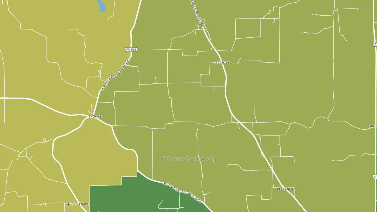 Brumley, TX Map of Assault Rates