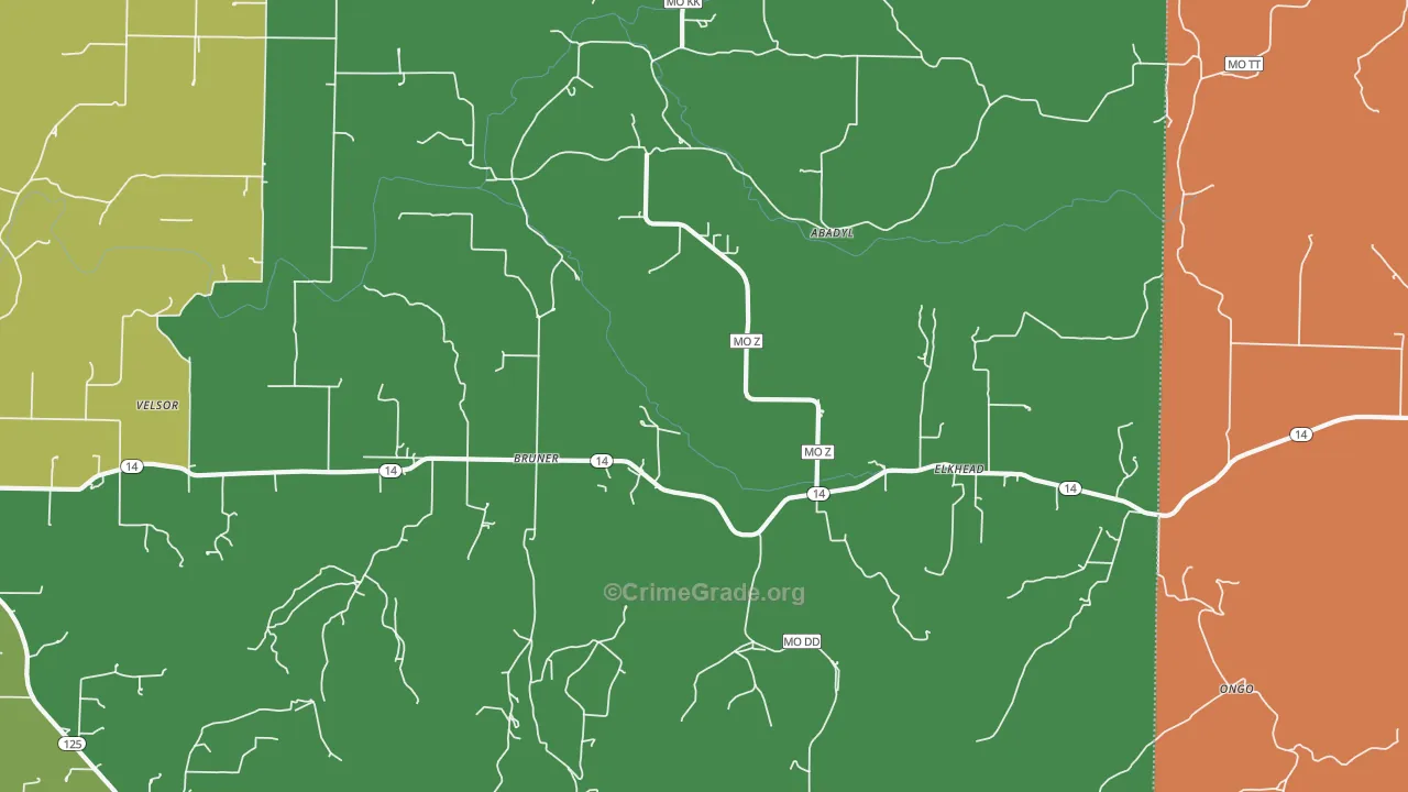 Bruner, MO Map of Assault Rates