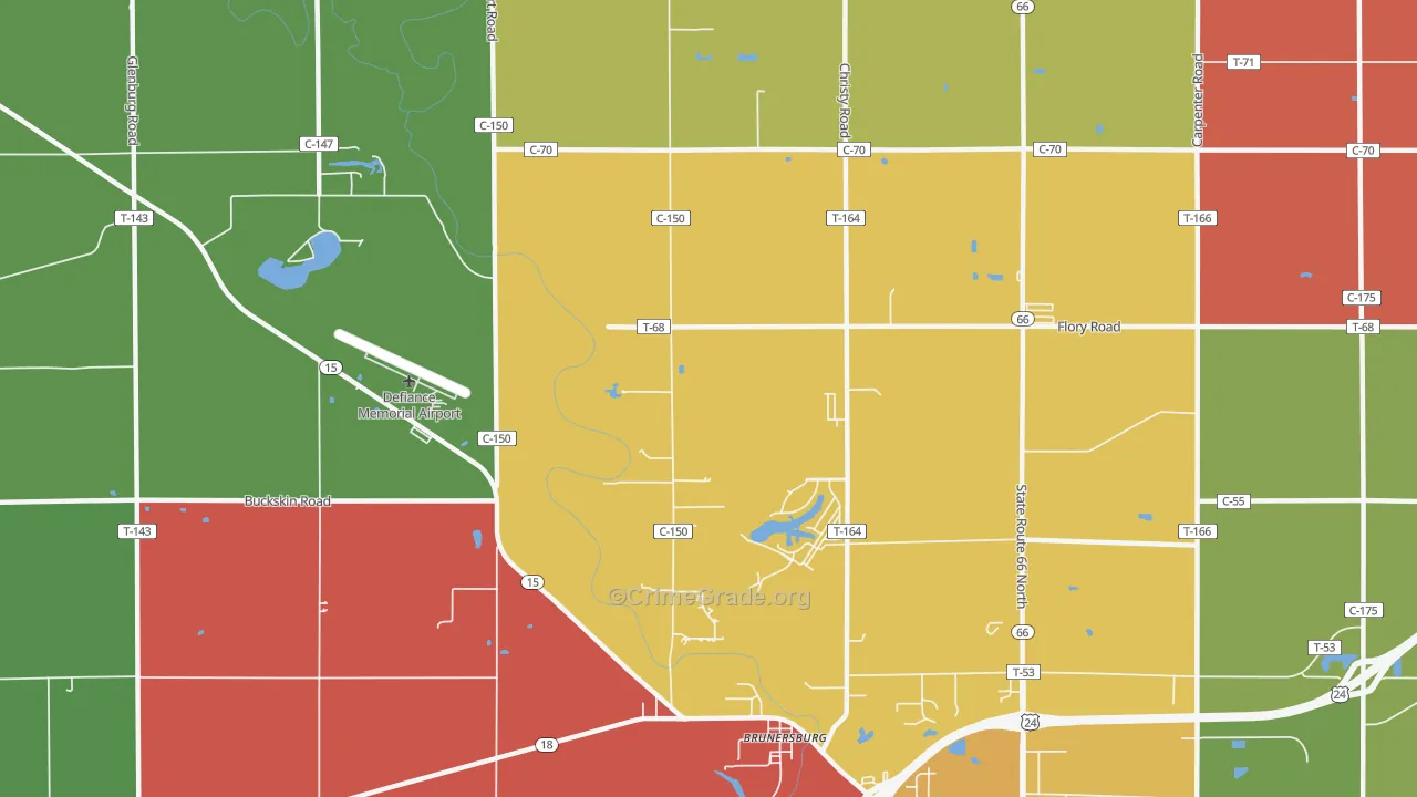 Brunersburg, OH Map of Assault Rates