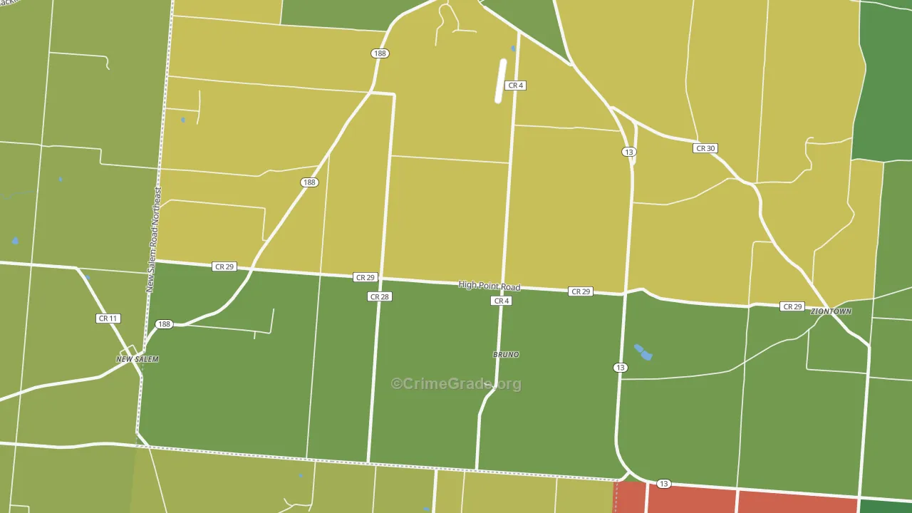 Bruno, OH Map of Assault Rates