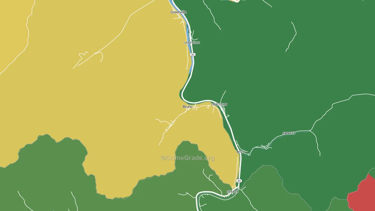 Bruno, WV Map of Assault Rates
