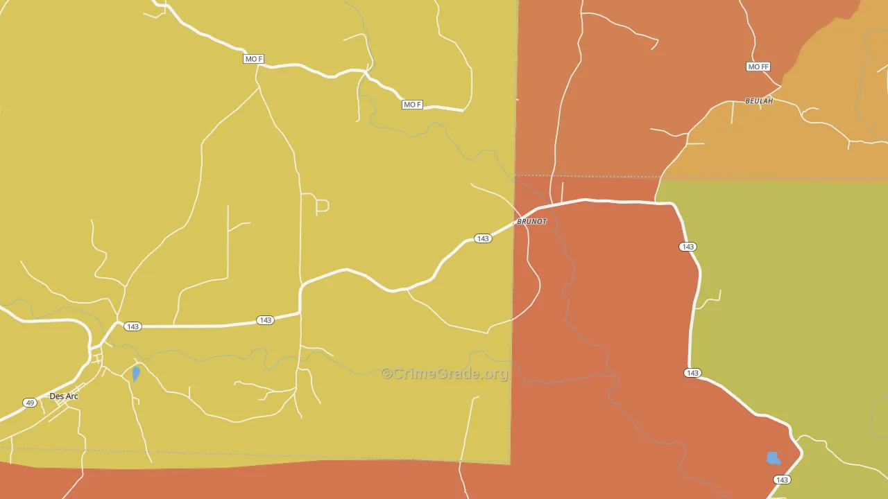 Brunot, MO Map of Assault Rates