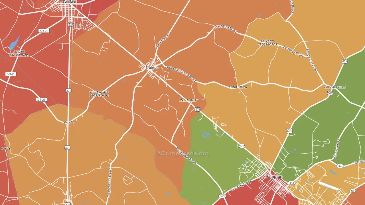 Brunson, SC Map of Assault Rates