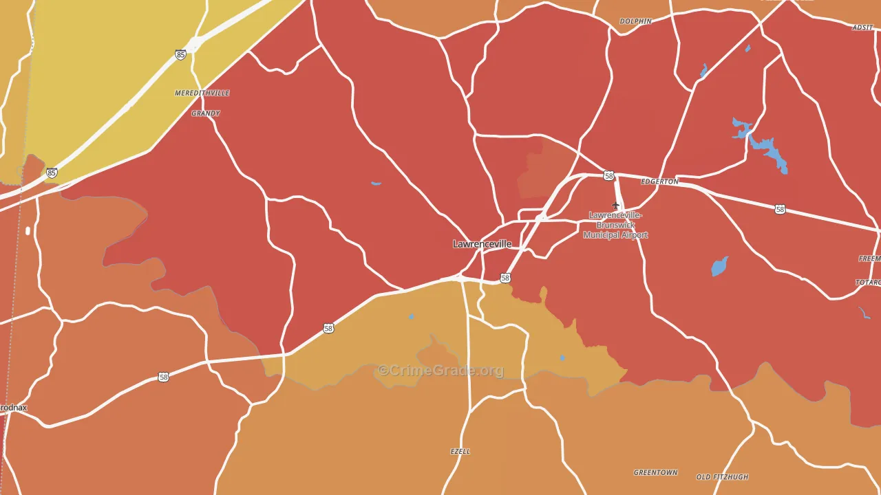 Brunswick County, VA Map of Assault Rates