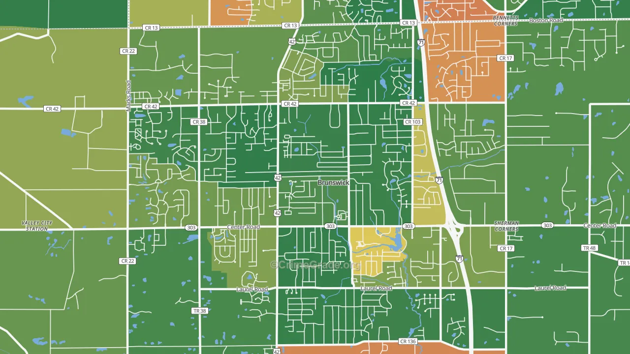 Brunswick, OH Map of Assault Rates