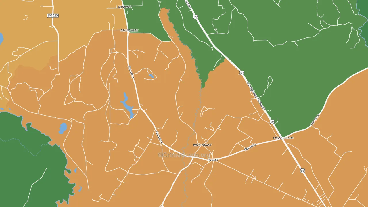 Brunswick, TX Map of Assault Rates