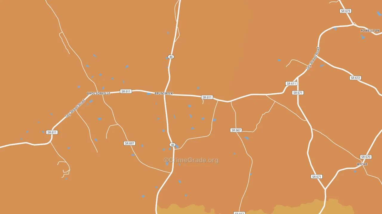 Brunswick, VA Map of Assault Rates