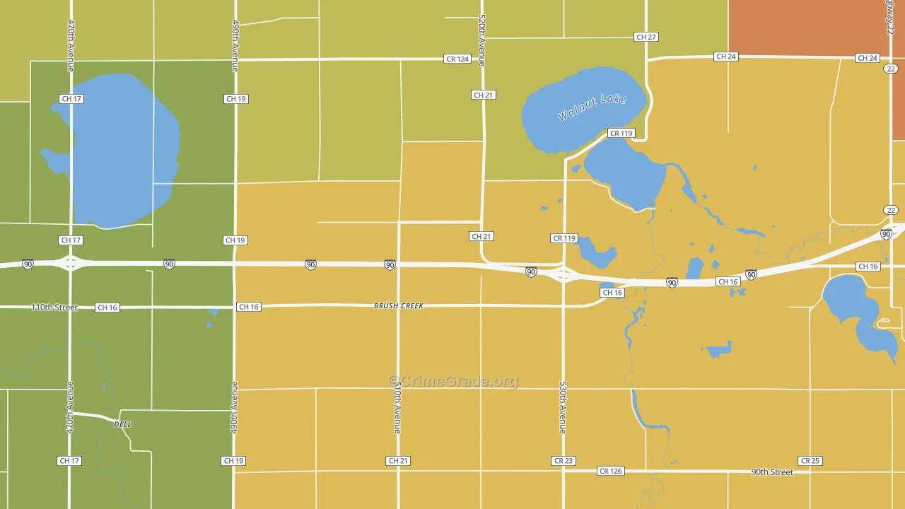Brush Creek, MN Map of Assault Rates