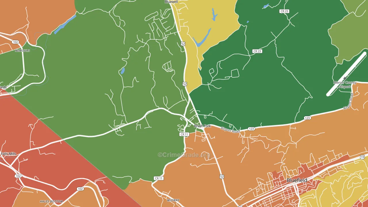 Brush Fork, WV Map of Assault Rates