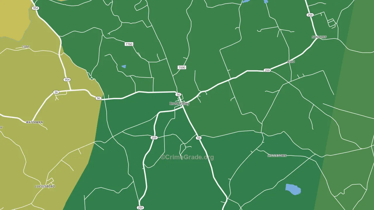 Brush Valley, PA Map of Assault Rates