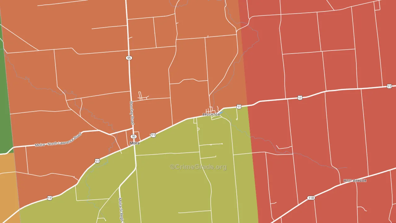 Brushton, NY Map of Assault Rates