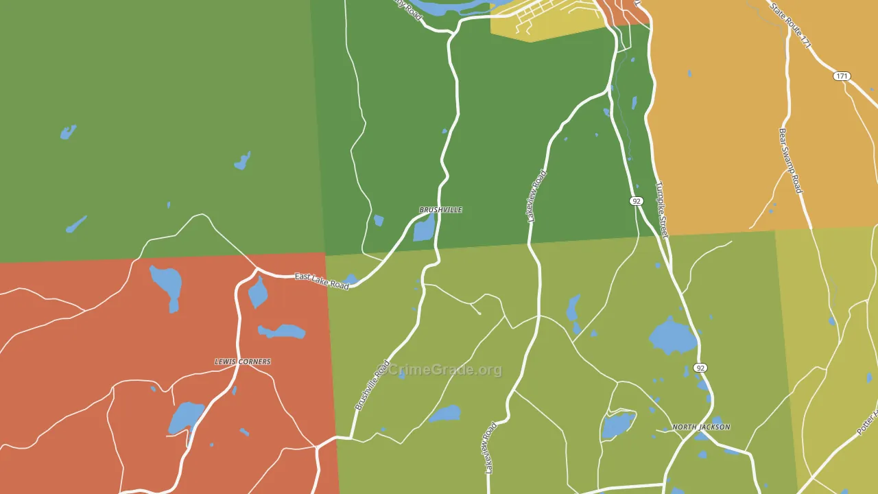 Brushville, PA Map of Assault Rates