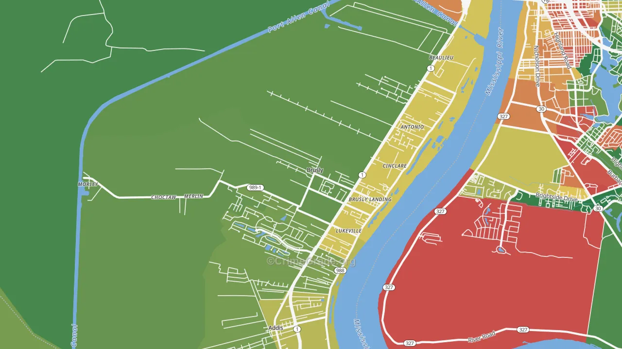 Brusly, LA Map of Assault Rates