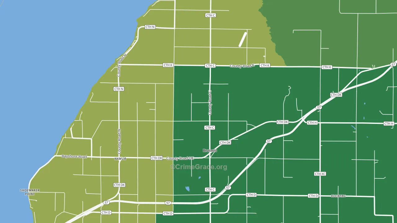 Brussels, WI Map of Assault Rates