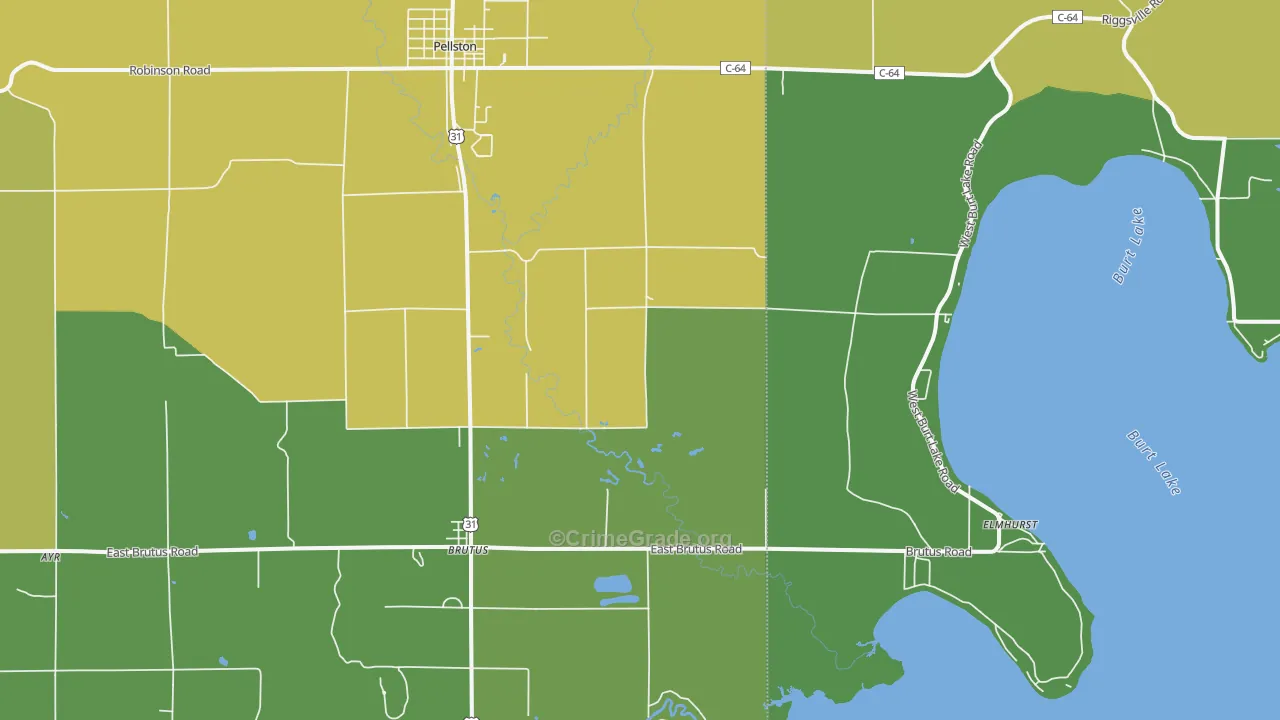 Brutus, MI Map of Assault Rates