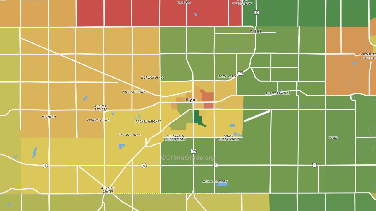 Bryan, OH Map of Assault Rates