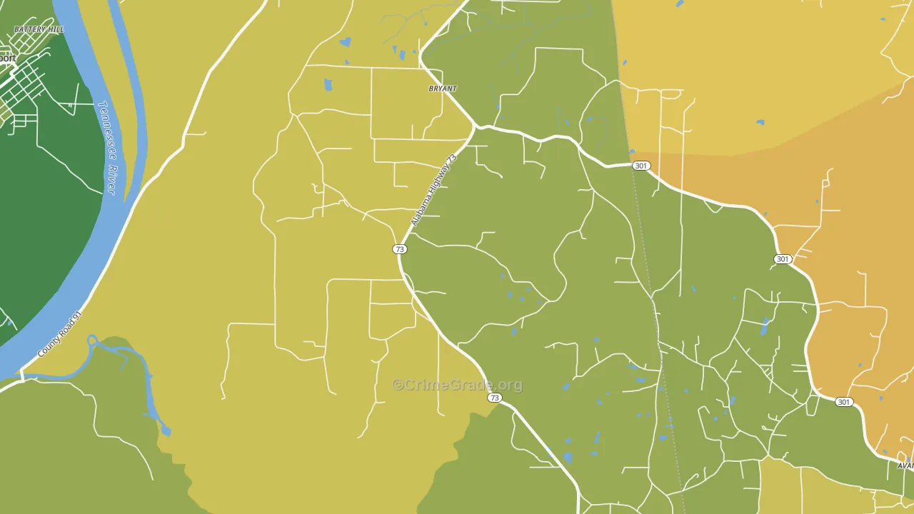 Bryant, AL Map of Assault Rates