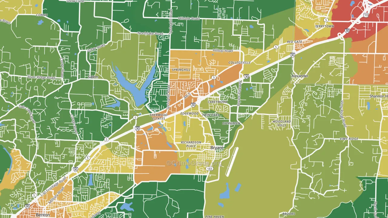 Bryant, AR Map of Assault Rates