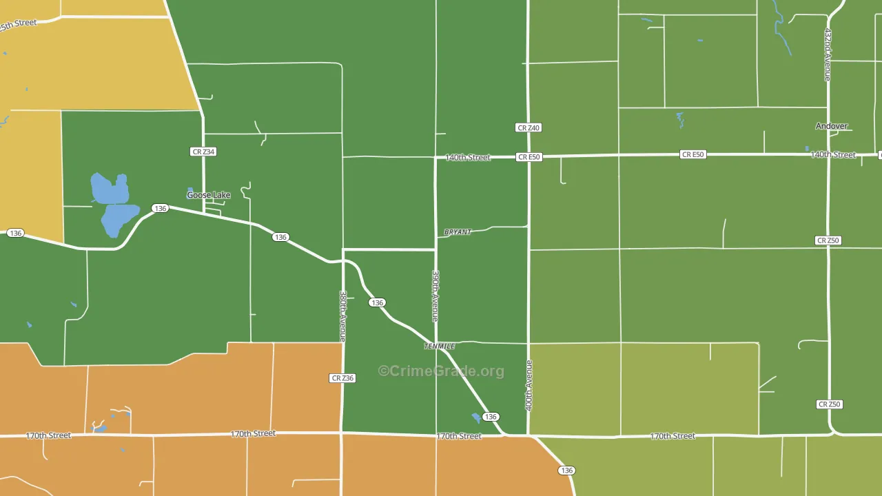 Bryant, IA Map of Assault Rates