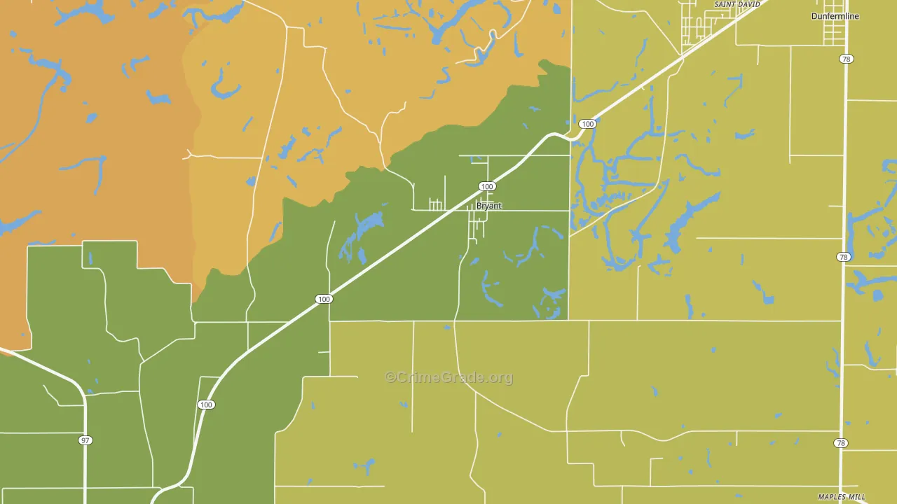 Bryant, IL Map of Assault Rates