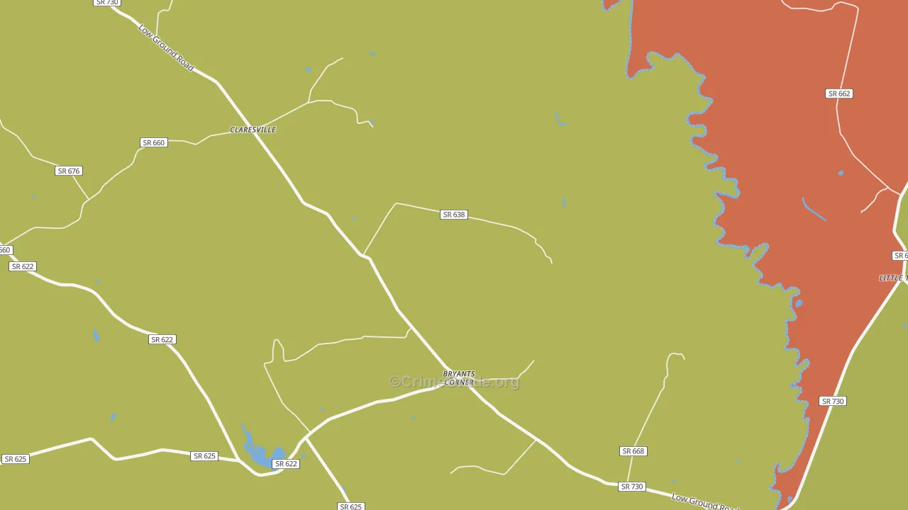 Bryants Corner, VA Map of Assault Rates
