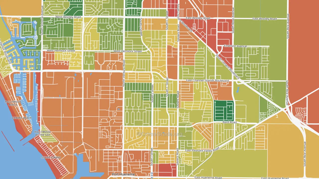 Bryce Canyon North, Oxnard, CA Map of Assault Rates