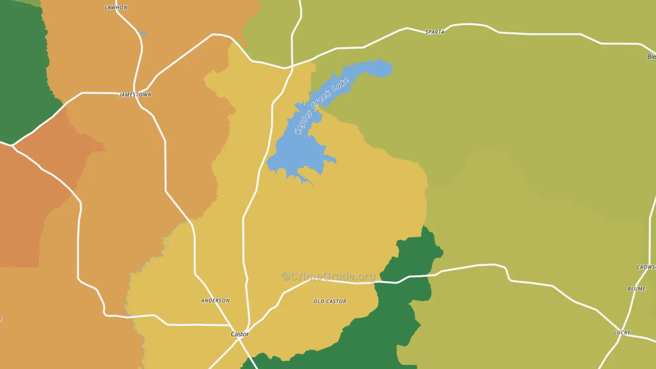 Bryceland, LA Map of Assault Rates