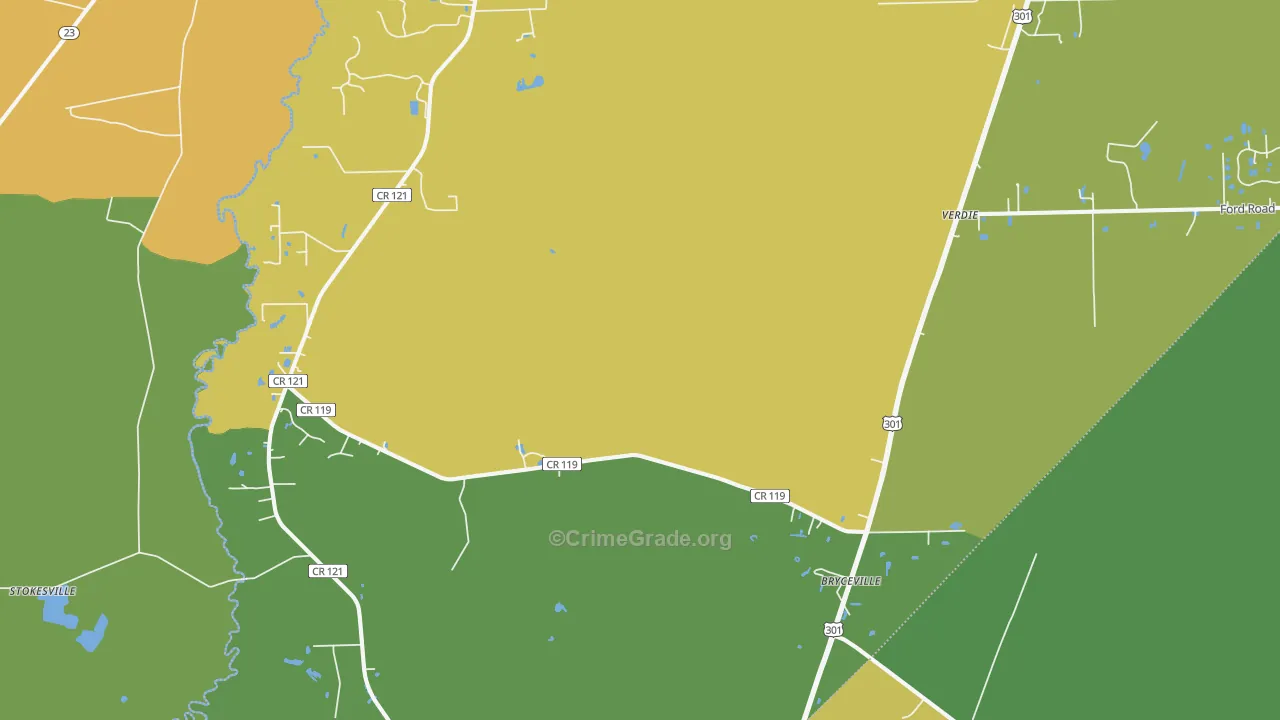 Bryceville, FL Map of Assault Rates