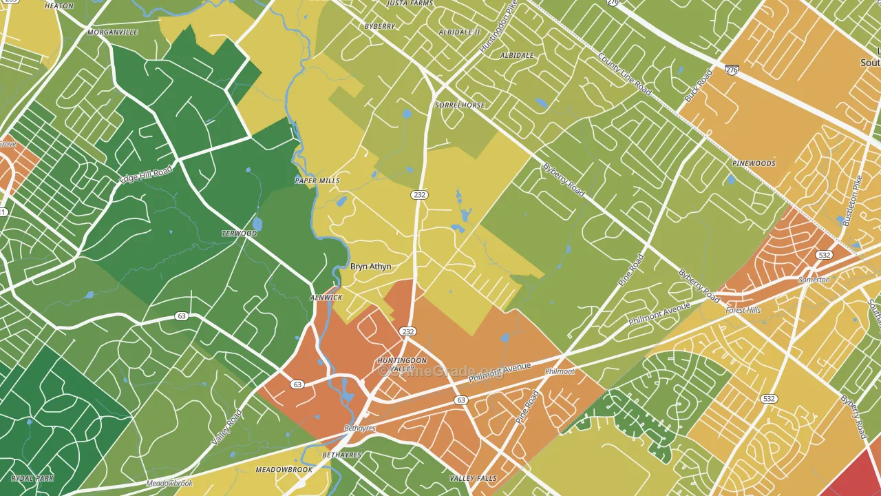 Bryn Athyn, PA Map of Assault Rates