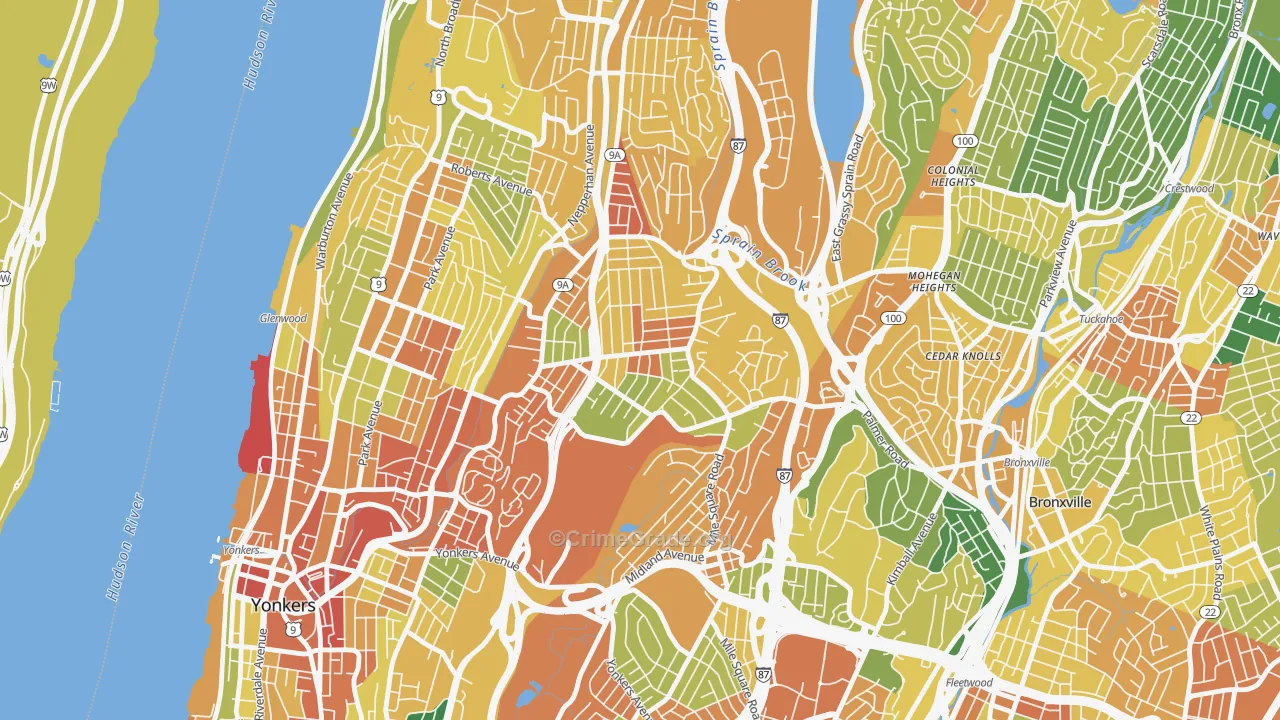 Bryn Mawr, Yonkers, NY Map of Assault Rates