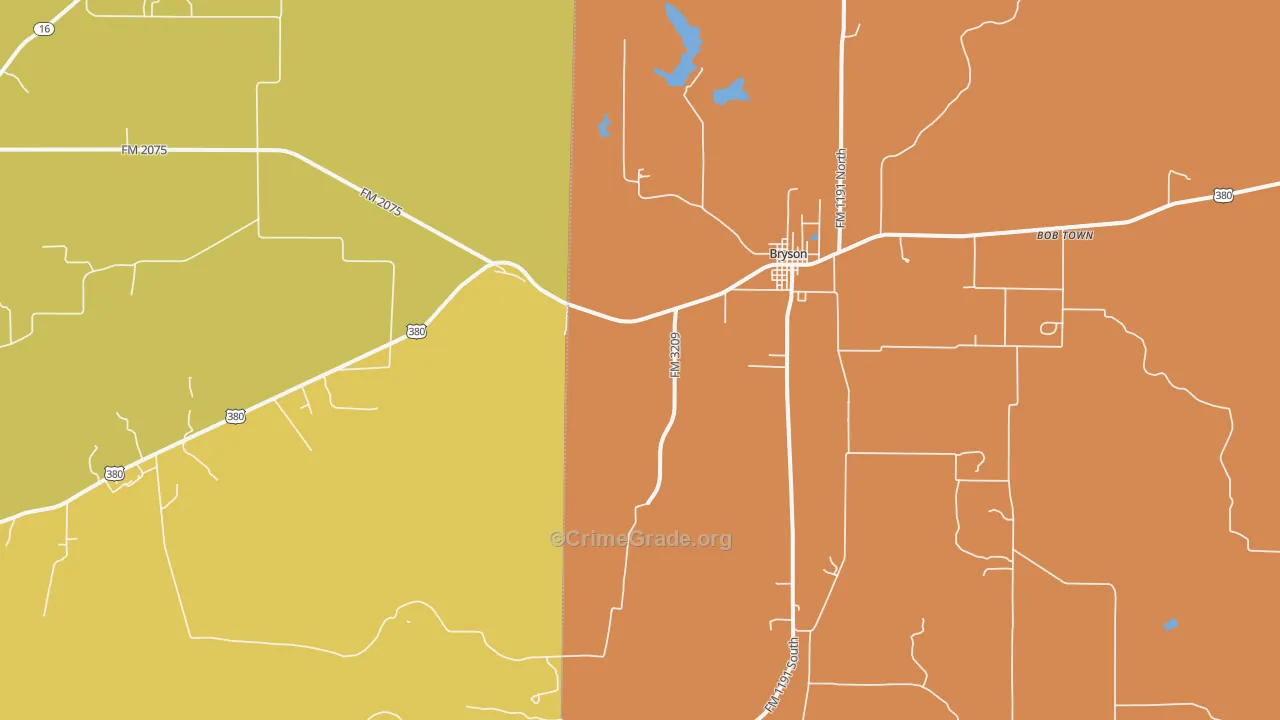 Bryson, TX Map of Assault Rates