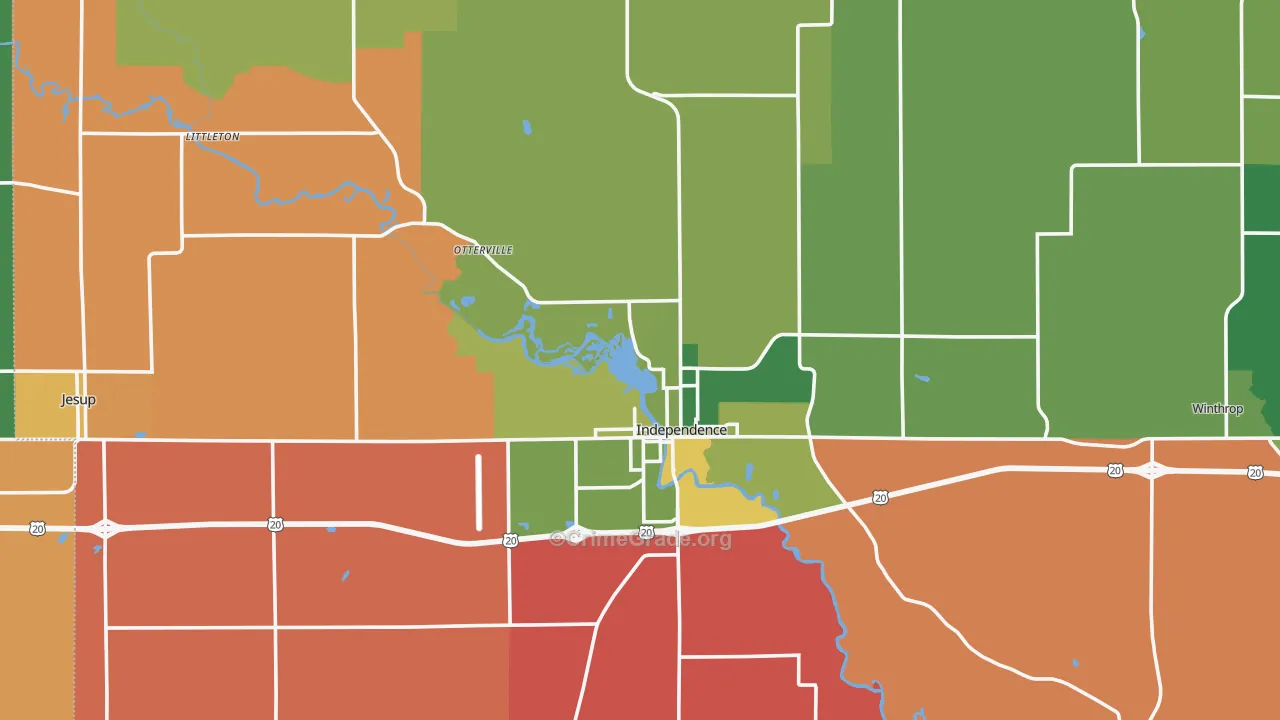 Buchanan County, IA Map of Assault Rates