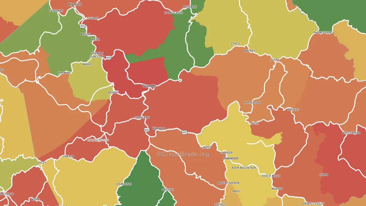 Buchanan County, VA Map of Assault Rates