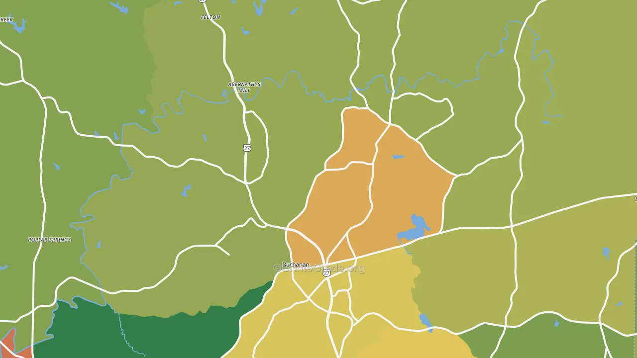Buchanan, GA Map of Assault Rates