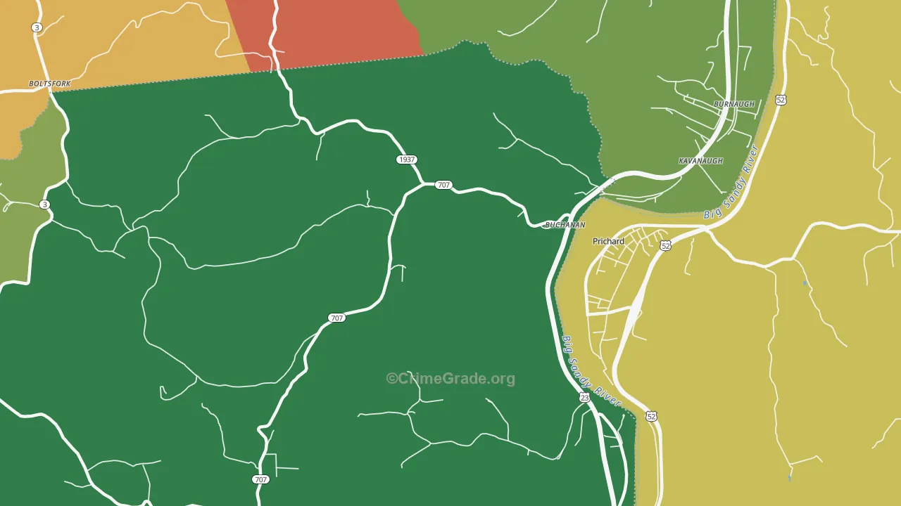 Buchanan, KY Map of Assault Rates